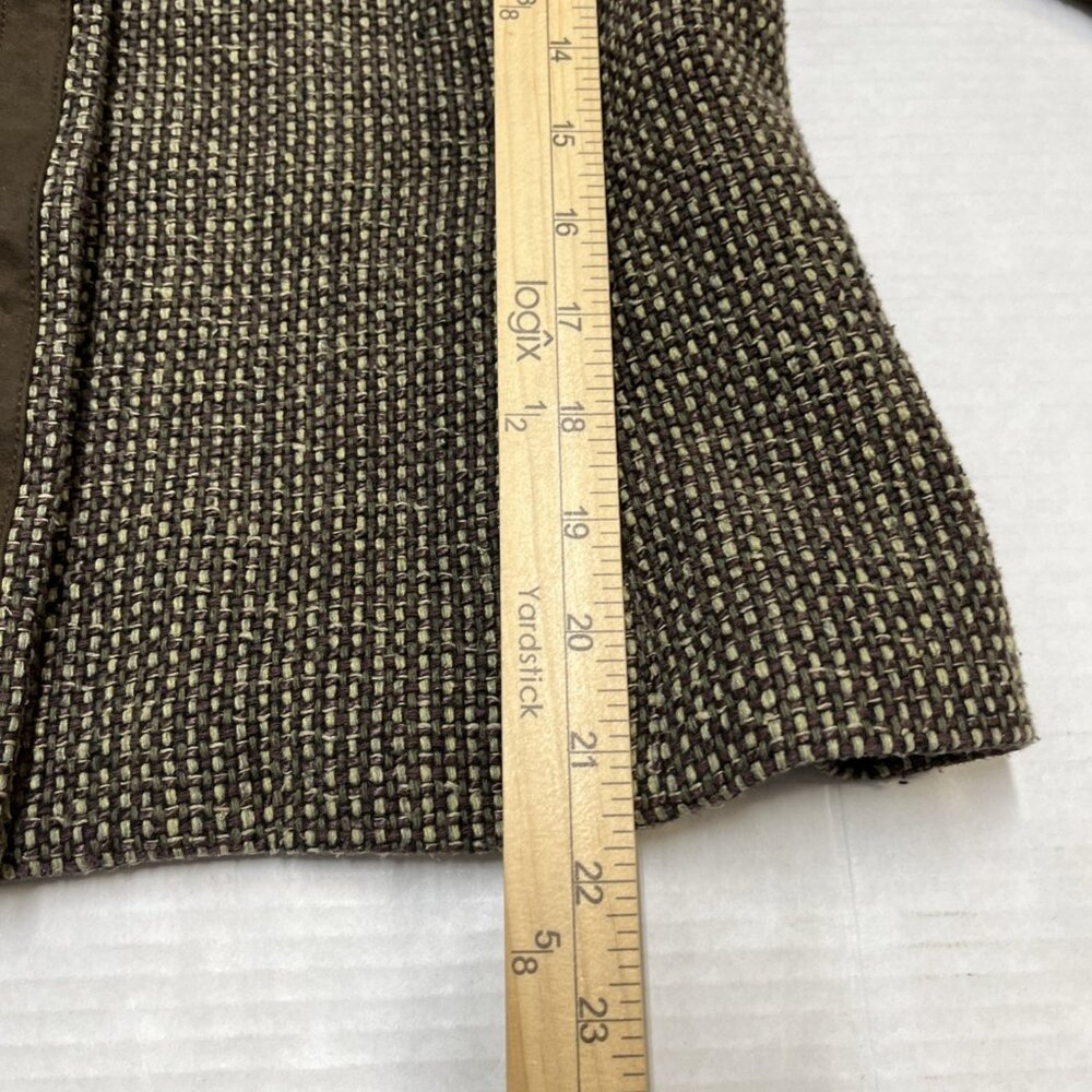 Doncaster Jacket Womans 10 Brown Woven Silk Tweed Blazer‎ Cropped  Dark Academia - Picture 10 of 13